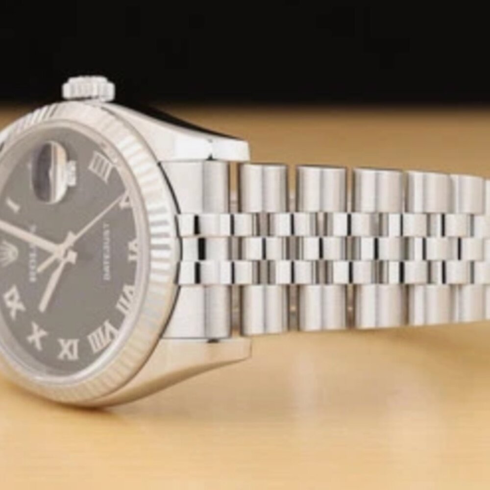 ROLEX MENS 18K BLACK DIAL DATEJUST WATCH - Picture 4 of 8